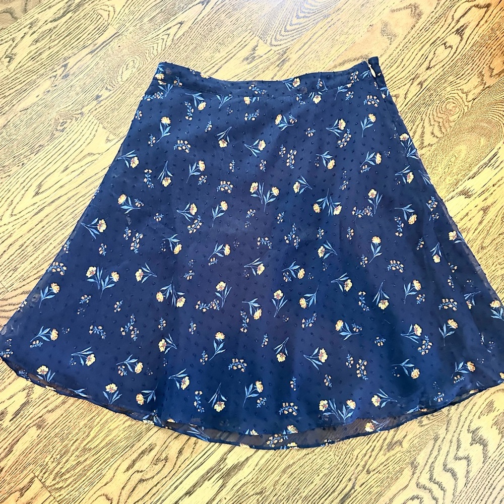Draper James Navy Floral A-Line Skirt